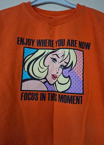 s Beden Turuncu Baskılı Kadın Sweatshirt