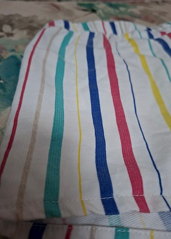 Çok Renkli Çizgili Cepli Kız Şortu - Görsel 6