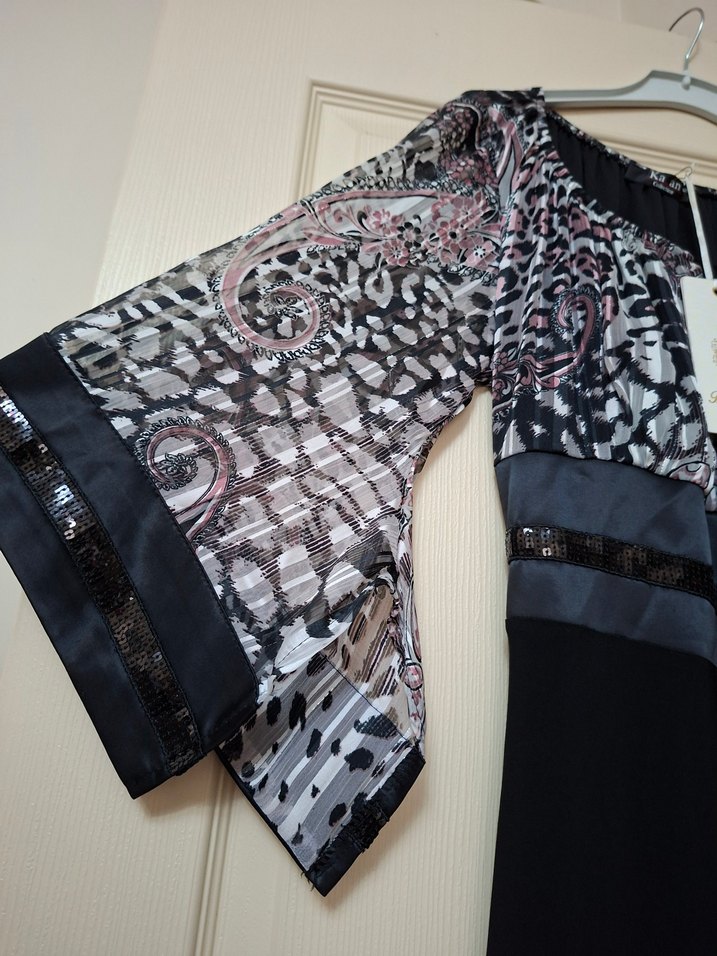 Payetli Ara boy Yarım Kol Elbise - Görsel 3