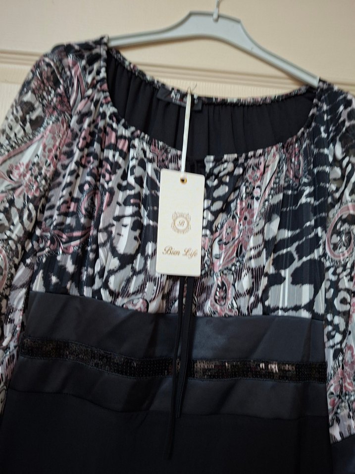 Payetli Ara boy Yarım Kol Elbise - Görsel 5