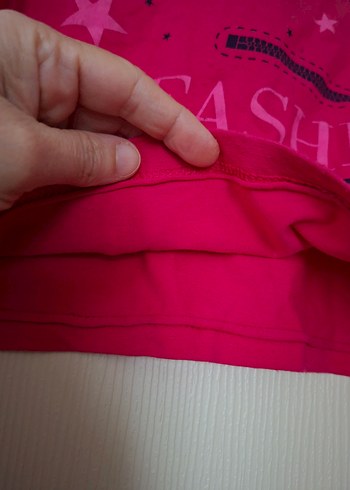 Kız Çocuk Pembe Payetli Baskılı Tişört - Görsel 4