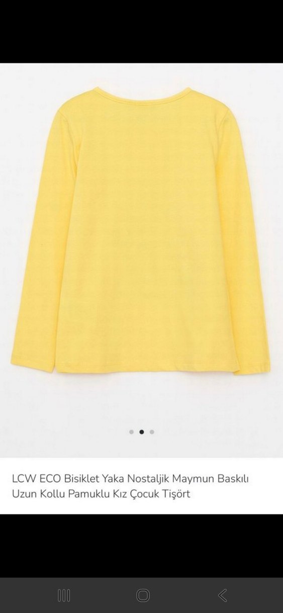 Sarı Uzun Kollu Nostaljik Maymun Baskılı Kız Tişörtü - Görsel 2