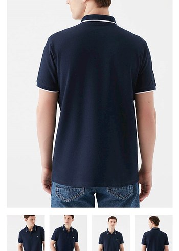 Erkek Lacivert Denim Polo Tişört - Görsel 2