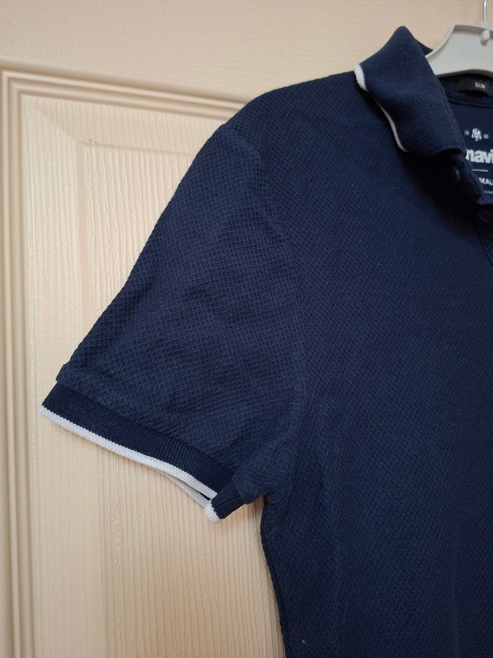Erkek Lacivert Denim Polo Tişört - Görsel 5