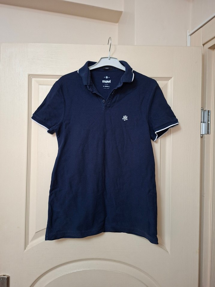 Erkek Lacivert Denim Polo Tişört - Görsel 3