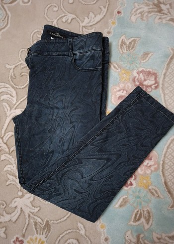 Kadın Lacivert Tie-Dye Desenli Denim Pantolon - Görsel 6