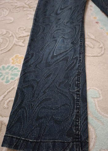 Kadın Lacivert Tie-Dye Desenli Denim Pantolon - Görsel 2