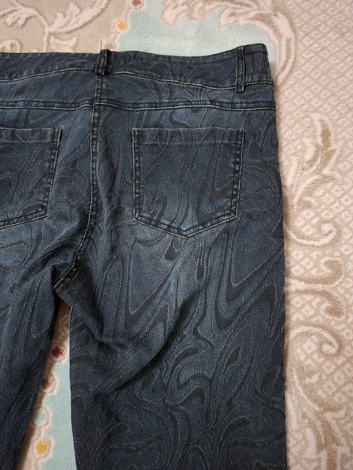 Kadın Lacivert Tie-Dye Desenli Denim Pantolon - Görsel 5