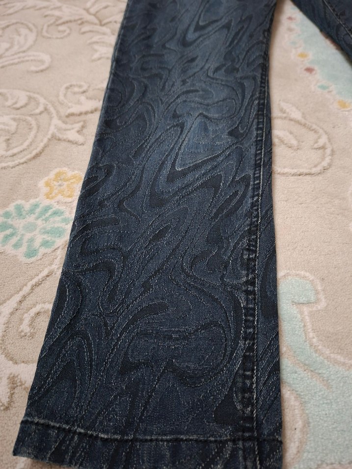 Kadın Lacivert Tie-Dye Desenli Denim Pantolon - Görsel 2