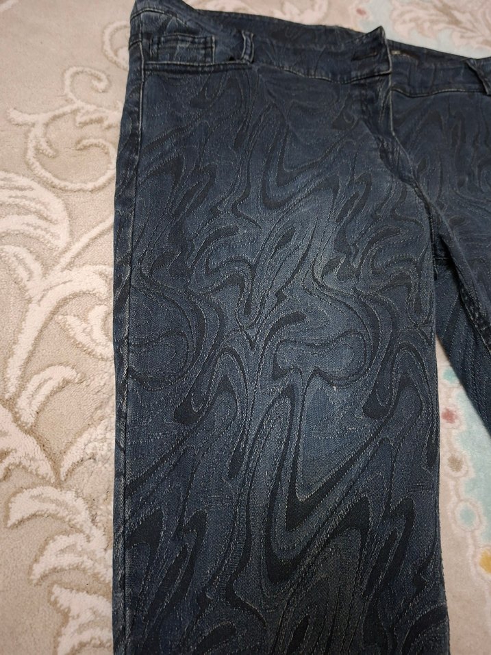 Kadın Lacivert Tie-Dye Desenli Denim Pantolon - Görsel 3
