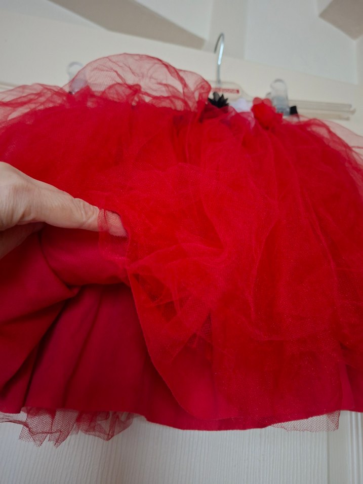 Kız Çocuk Kırmızı Fırfırlı Gotik Etek - Görsel 3