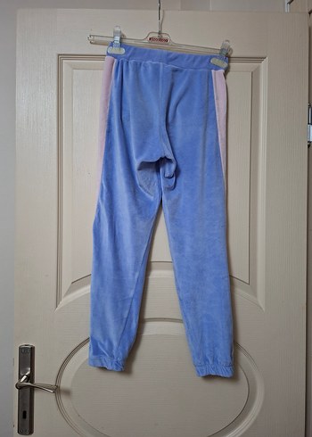 Blok Renkli Kız Çocuk Kadife Eşofman Altı - Görsel 6