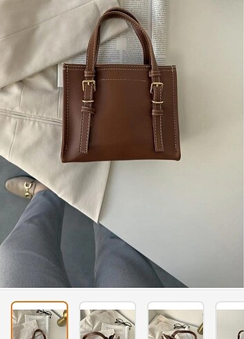  Beden kahverengi Renk Askılı Mini tote çanta
