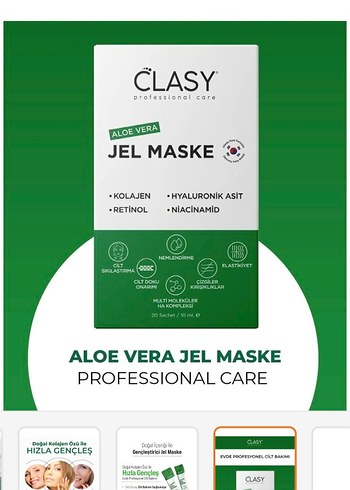 Clasy Aloe Vera Jel Maske - Cilt Bakımı - Görsel 5