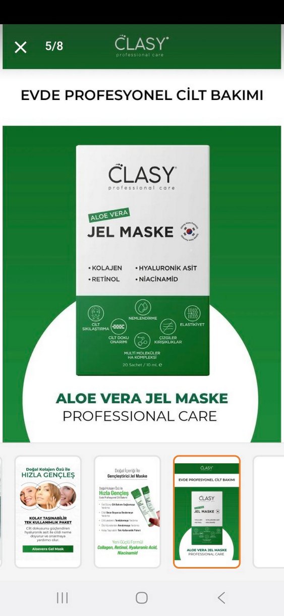 Clasy Aloe Vera Jel Maske - Cilt Bakımı - Görsel 5