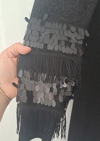 Topshop Püsküllü Siyah Uzun Kollu ust