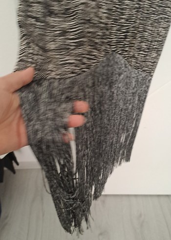 Zara Gri Püsküllü Uzun Bohem Kadın Elbise