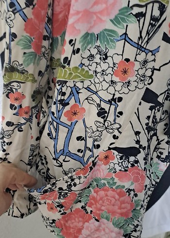 Çiçek Desenli Bohem Mini Kimono - Görsel 5