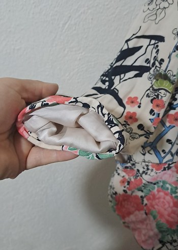 Çiçek Desenli Bohem Mini Kimono - Görsel 4