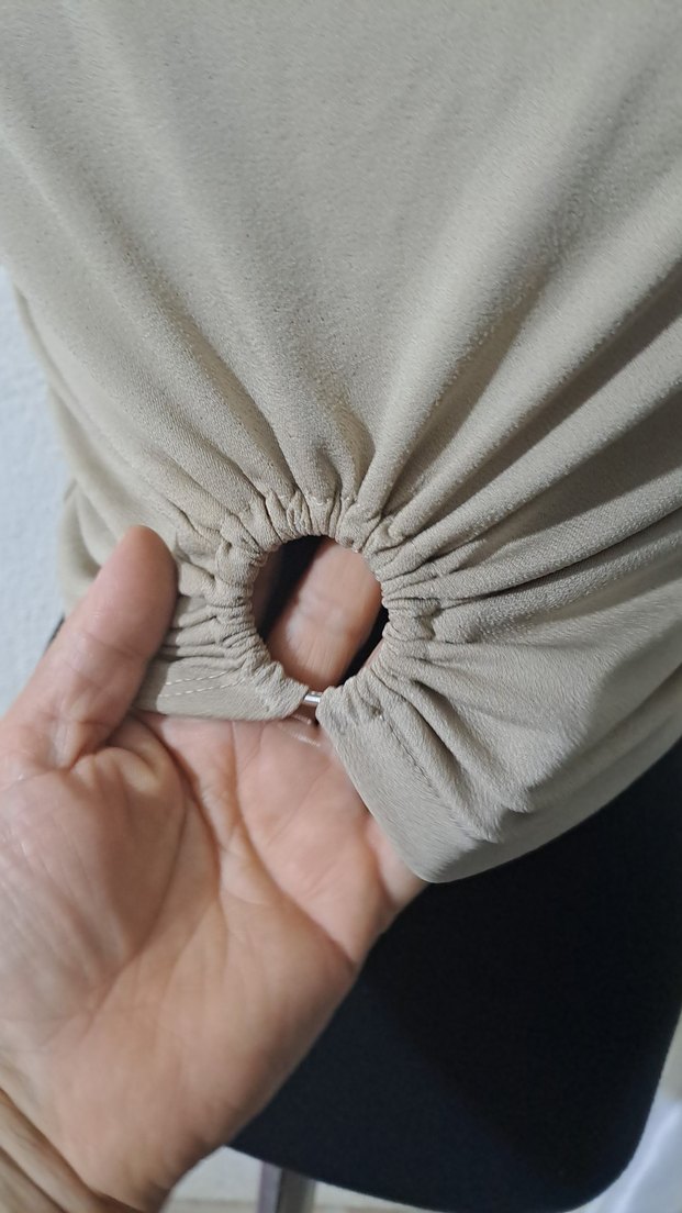 Bej Kısa Kollu Crop Tişört - Görsel 2