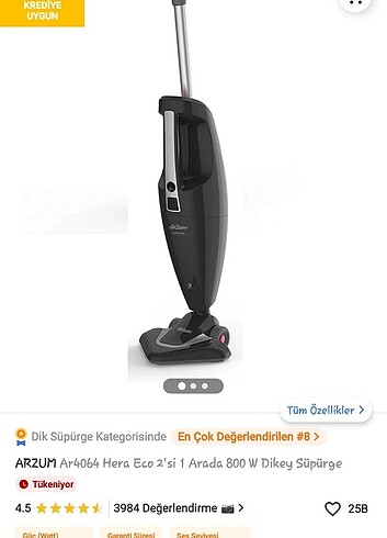 ARZUM HERA 2000W SÜPÜRGE - Görsel 9