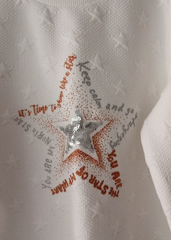 LC Waikiki Kız Çocuk Beyaz Uzun Kollu Örme Sweatshirt