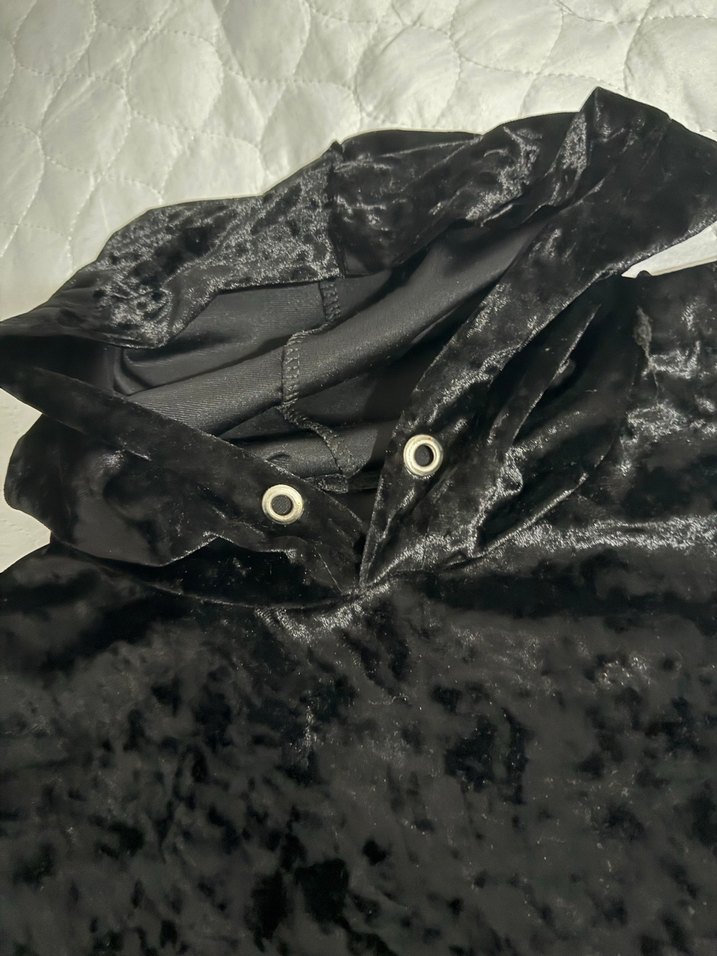 Siyah Kadın kadife Sweatshirt - Görsel 2