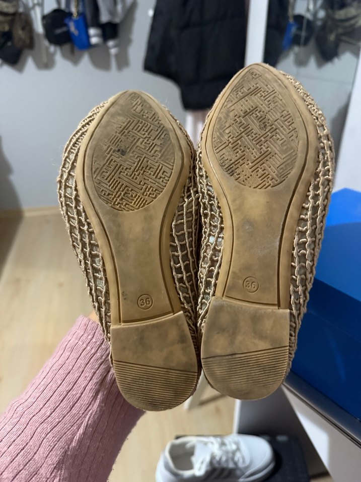 Bej Örgü Kadın Dolgu Topuklu Babet - Görsel 3