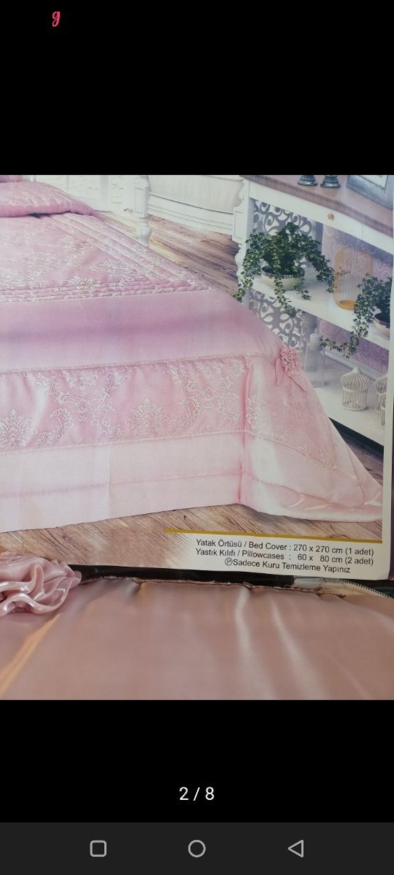 Nakışlı Pembe Yatak Örtüsü - Görsel 2
