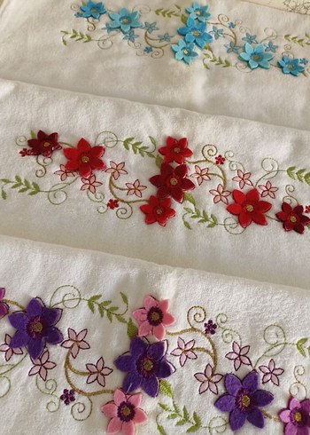 Nakışlı Bohem Çok Renkli Havlu Seti - Görsel 5