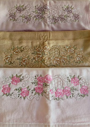 Nakışlı Pembe Havlu Seti - Görsel 5