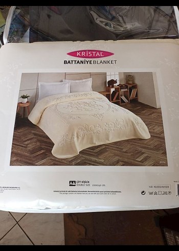 Kristal ÇİFT KİŞİLİK Beyaz Desenli Battaniye - Görsel 6