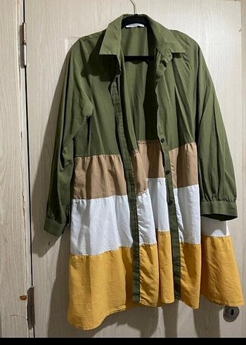 LC Waikiki Kadın Camel Renkli Renk Bloklu Mini Tunik