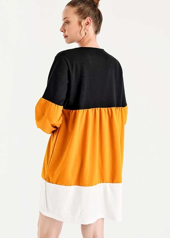Renk Bloklu Kadın Mini Tunik - Görsel 2