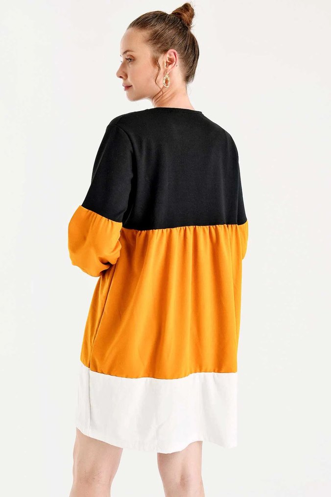 Renk Bloklu Kadın Mini Tunik - Görsel 2