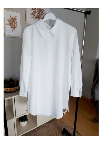 Beyaz Uzun Kollu Minimalist Bluzu - Görsel 2