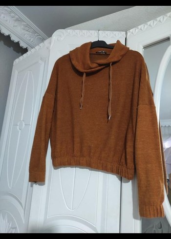 Bohem Tarzj kahverengi Triko Boğazlı Kazak - Görsel 3