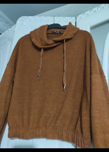 Bohem Tarzj kahverengi Triko Boğazlı Kazak - Görsel 2