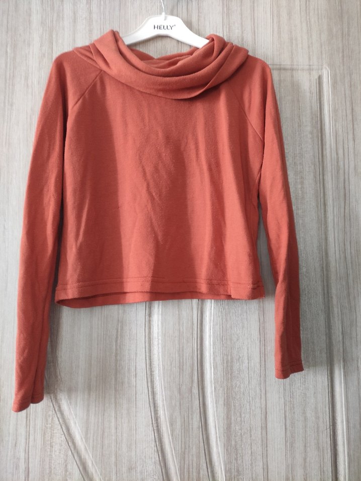 Yumuşak Kumaşlı Salaş Yaka Detaylı Kadın crop kazak - Görsel 2