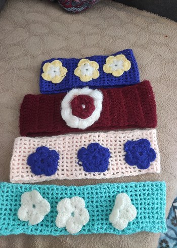 Renkli Nakışlı Örgü Çocuk Saç Bantları - Görsel 4