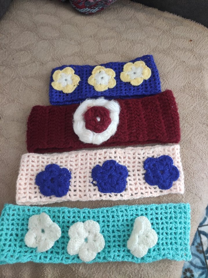 Renkli Nakışlı Örgü Çocuk Saç Bantları - Görsel 4