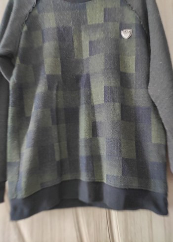 Erkek haki yesili Örgü Bisiklet Yaka Kazak - Görsel 2