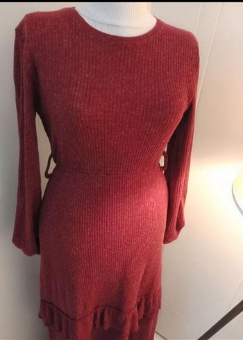 Bordo Uzun Kollu Bohem Kadın Elbise - Görsel 8