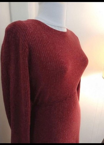 Bordo Uzun Kollu Bohem Kadın Elbise - Görsel 5