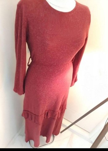 Bordo Uzun Kollu Bohem Kadın Elbise - Görsel 6