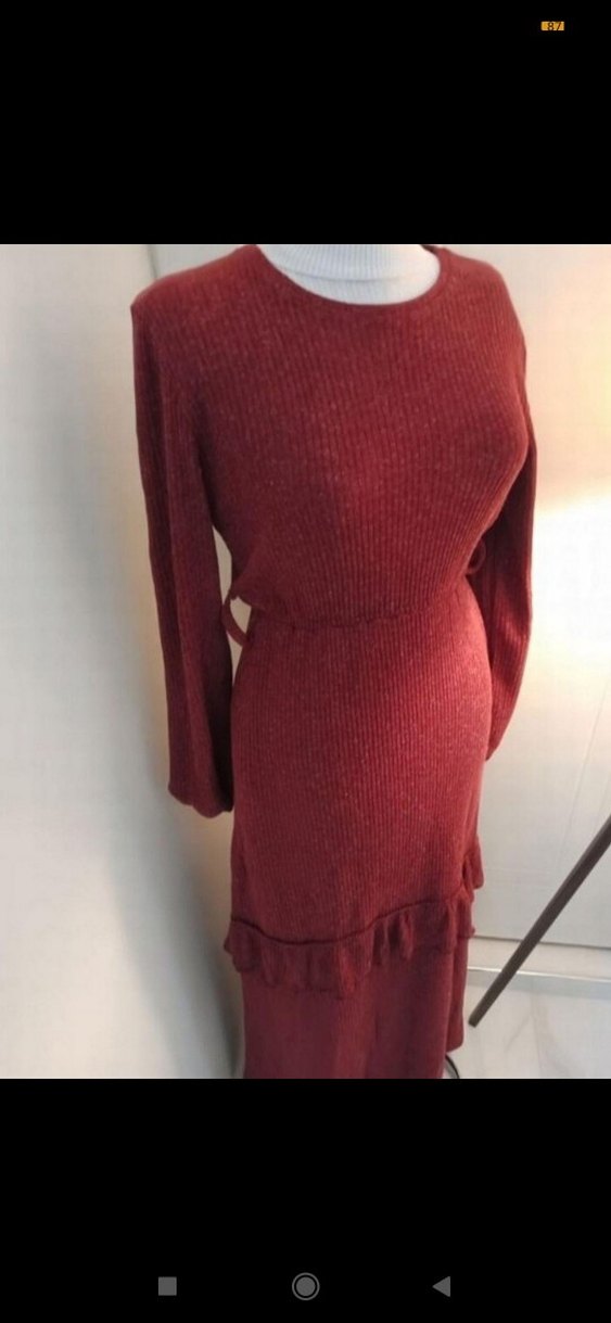 Bordo Uzun Kollu Bohem Kadın Elbise - Görsel 4