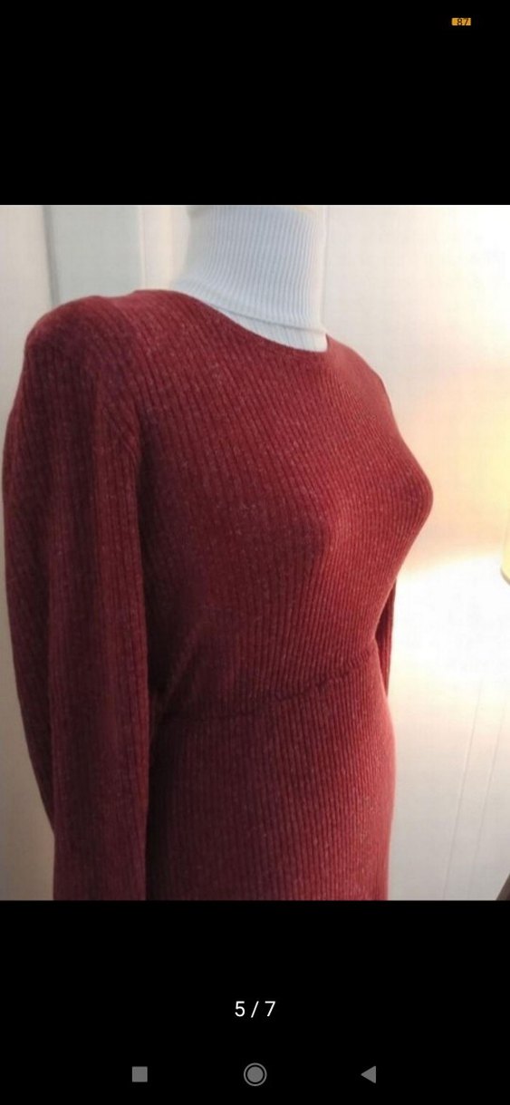 Bordo Uzun Kollu Bohem Kadın Elbise - Görsel 5