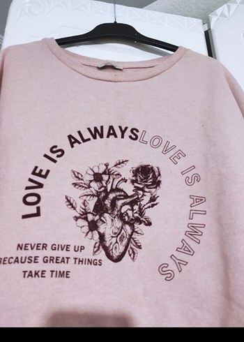 Pembe Baskılı Kadın Sweatshirt - Görsel 4