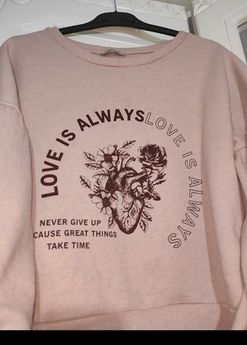 Pembe Baskılı Kadın Sweatshirt - Görsel 5