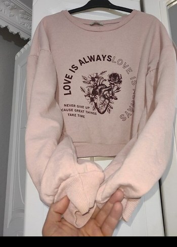 Pembe Baskılı Kadın Sweatshirt - Görsel 9